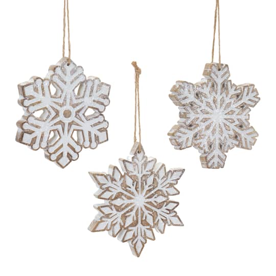 4.75&#x22; Glittered Snowflake Ornament Set